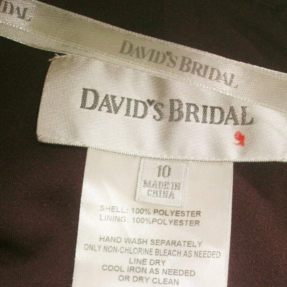 David's Bridal Short Crinkle Chiffon Brown Dress with Front Cascade Size 10 - Picture 9 of 9